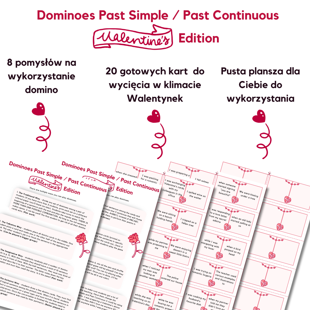 Past Simple / Past Continuous Dominoes - Valentine's Edition